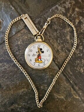 Mickey Unlimited Gold-tone Mickey Mouse Pocket Watch by Lorus